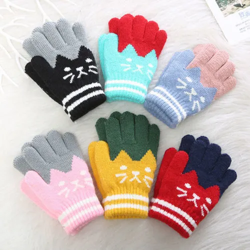 Children's Mittens Cute Breathable Soft Cat Whole Finger Warm Gloves