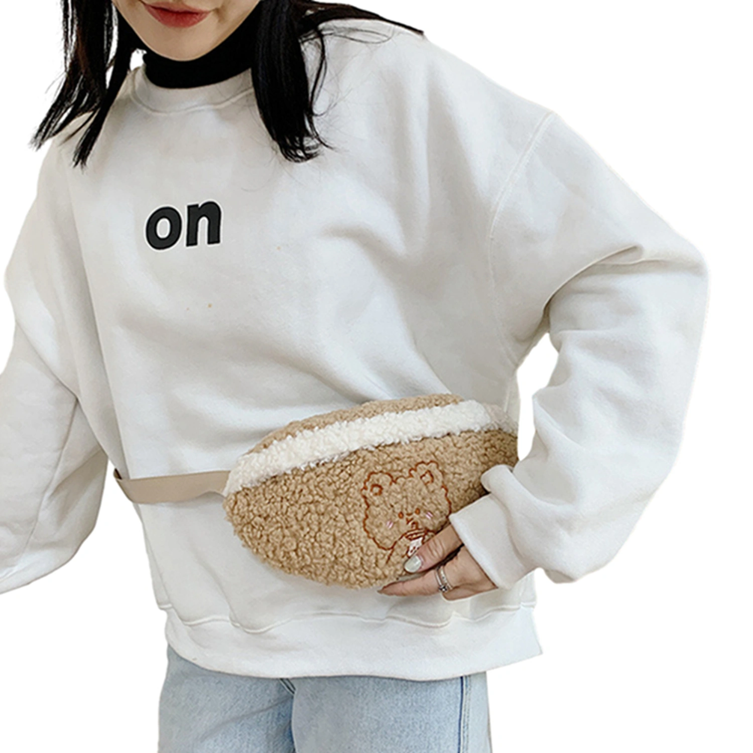 Plush Crossbody Bag for Women Animal Pattern Fluffy Chest Bag