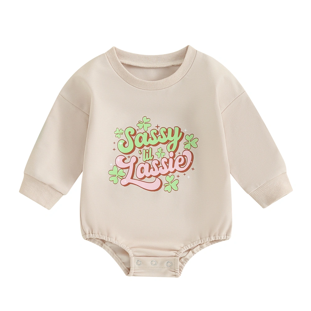 Baby Bubble Romper Spring Long Sleeve Shamrock Pattern Bodysuit