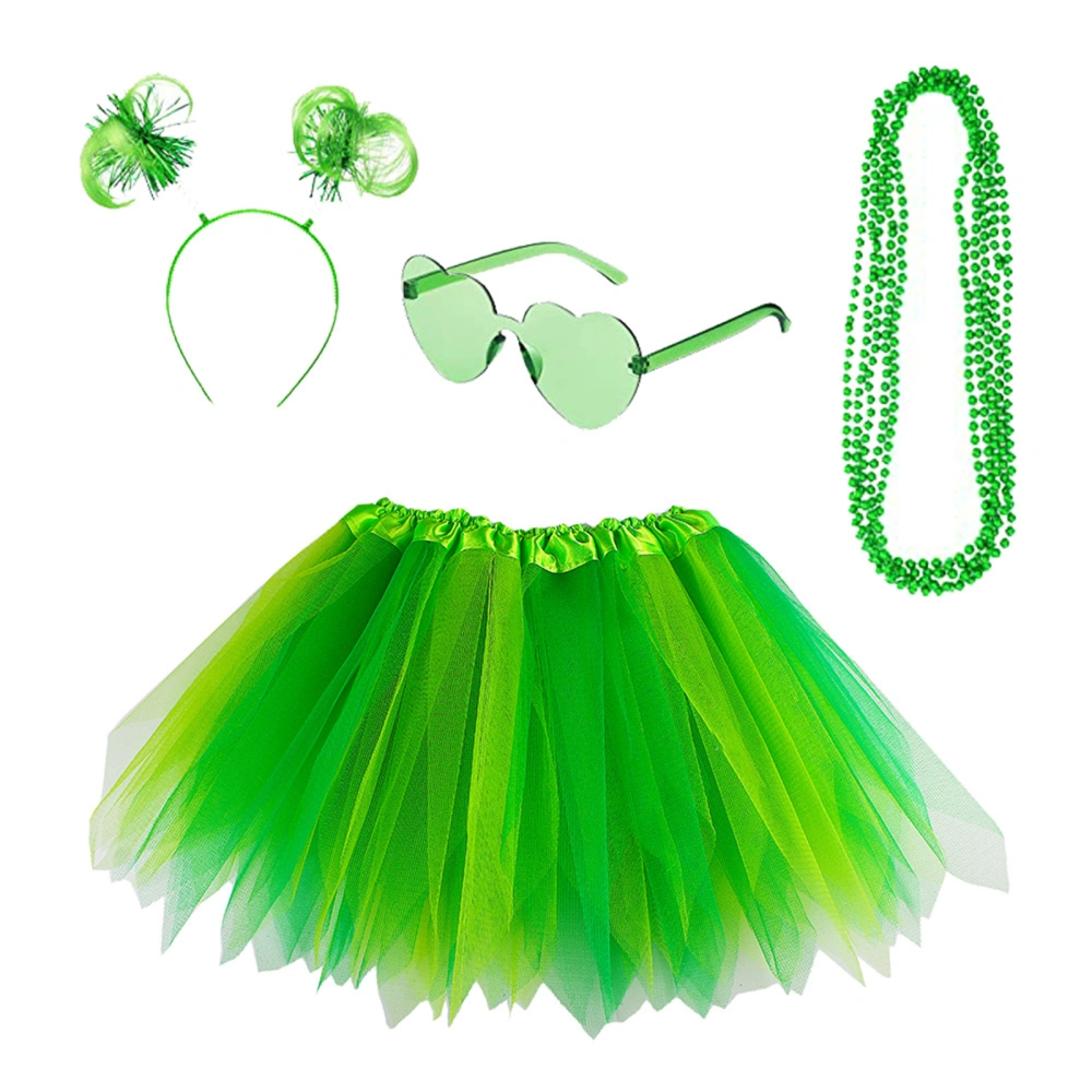 Women Skirt Set, Tulle A-line Skirt with Headband Necklace Sunglasses