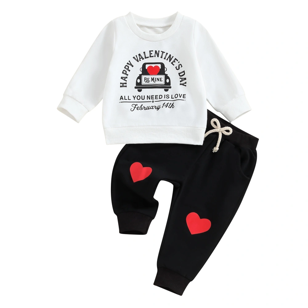 Baby 2Pcs Valentine’s Day Outfits Truck Print Sweatshirt + Trousers