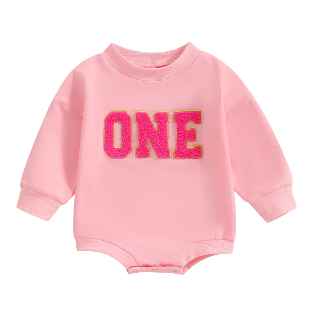 Toddler Baby Sweatshirt Romper Letter Embroidery Long Sleeve Jumpsuit