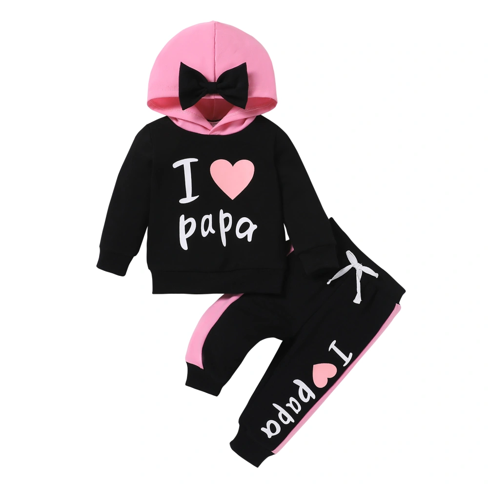 Girls 2-piece Outfit Long Sleeve Letters Heart Print Hoodie Pants