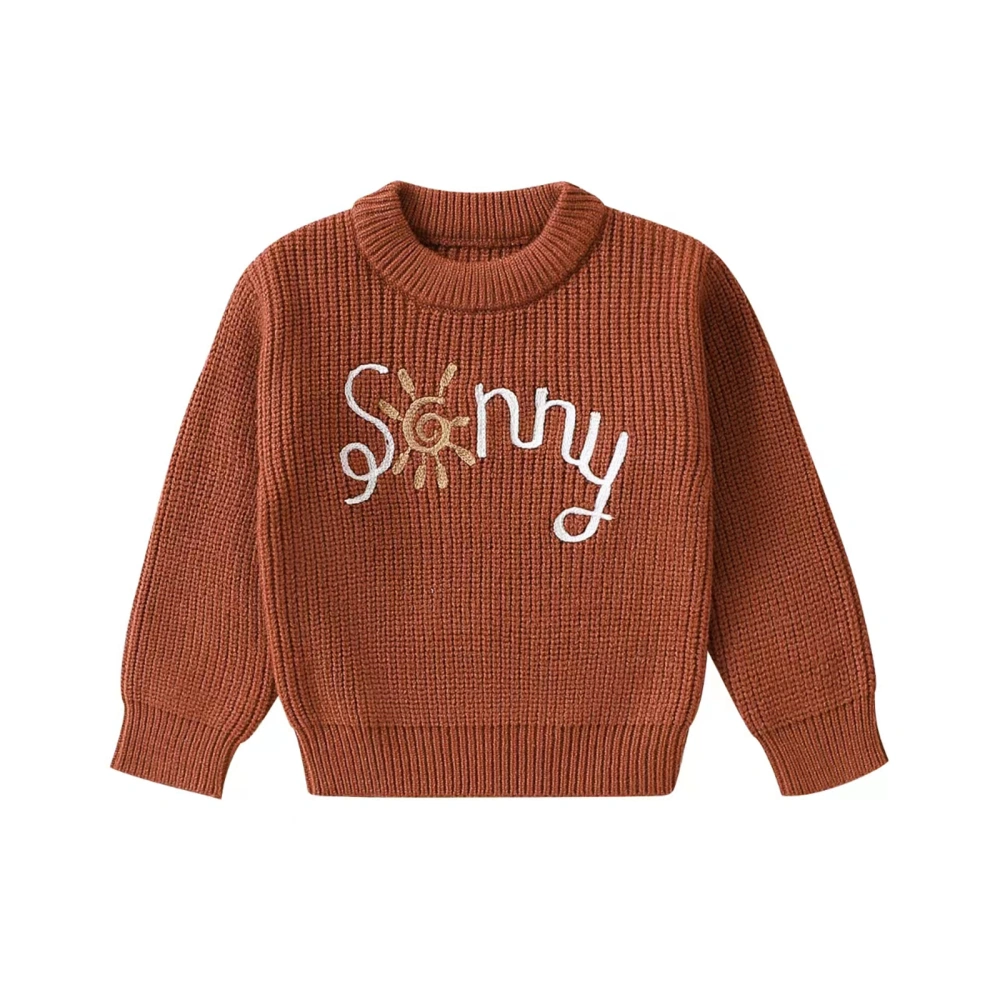 Toddler Girls Boys Sweater Sun Letter Embroidery Kids Pullovers