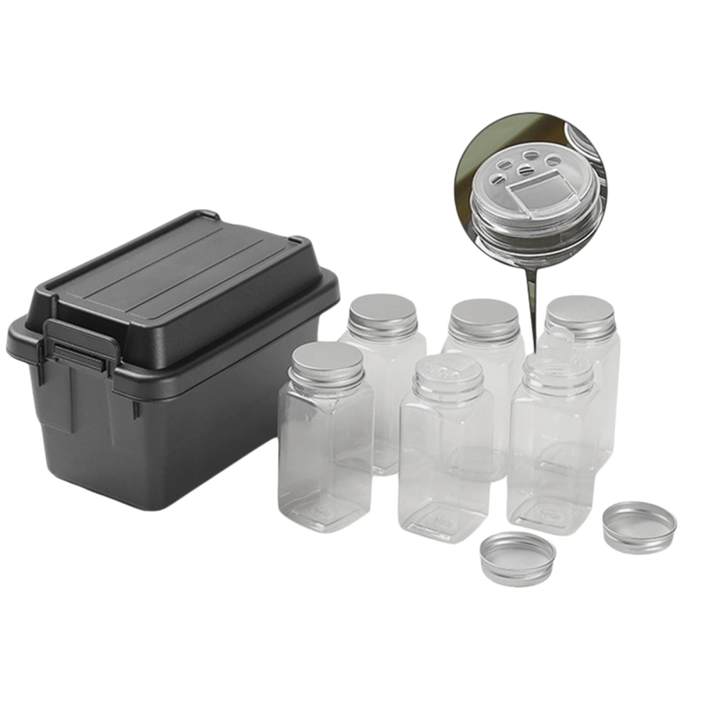 Portable Travel Spice Kit Plastic Camping Box Bin with 6 Spice Jars