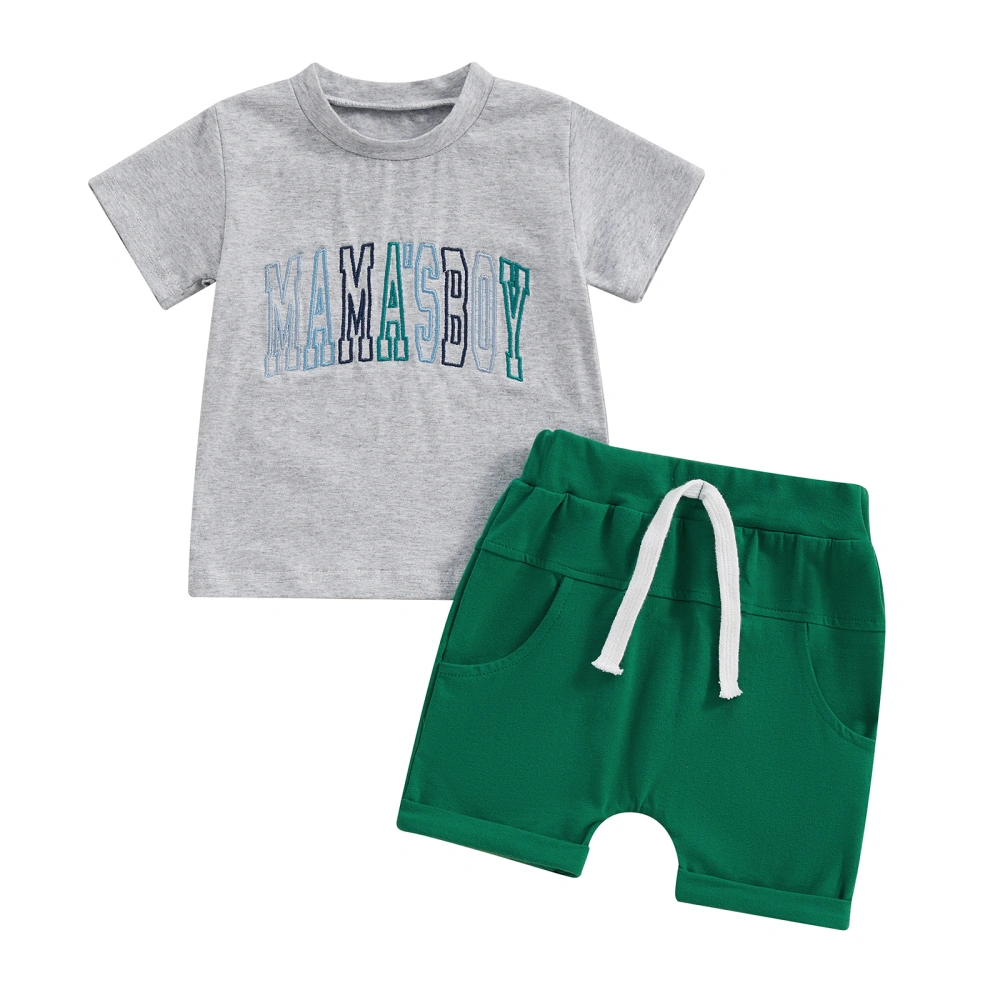 Baby Boy Summer Outfits Letter Embroidery Tops + Pocket Shorts