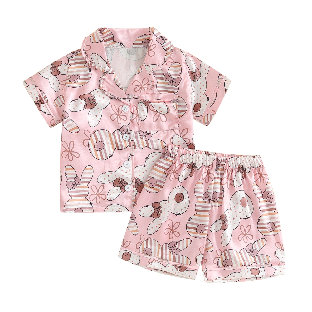 Toddler Girls Boys Easter Pajamas Outfits Rabbit Print Shirts Shorts