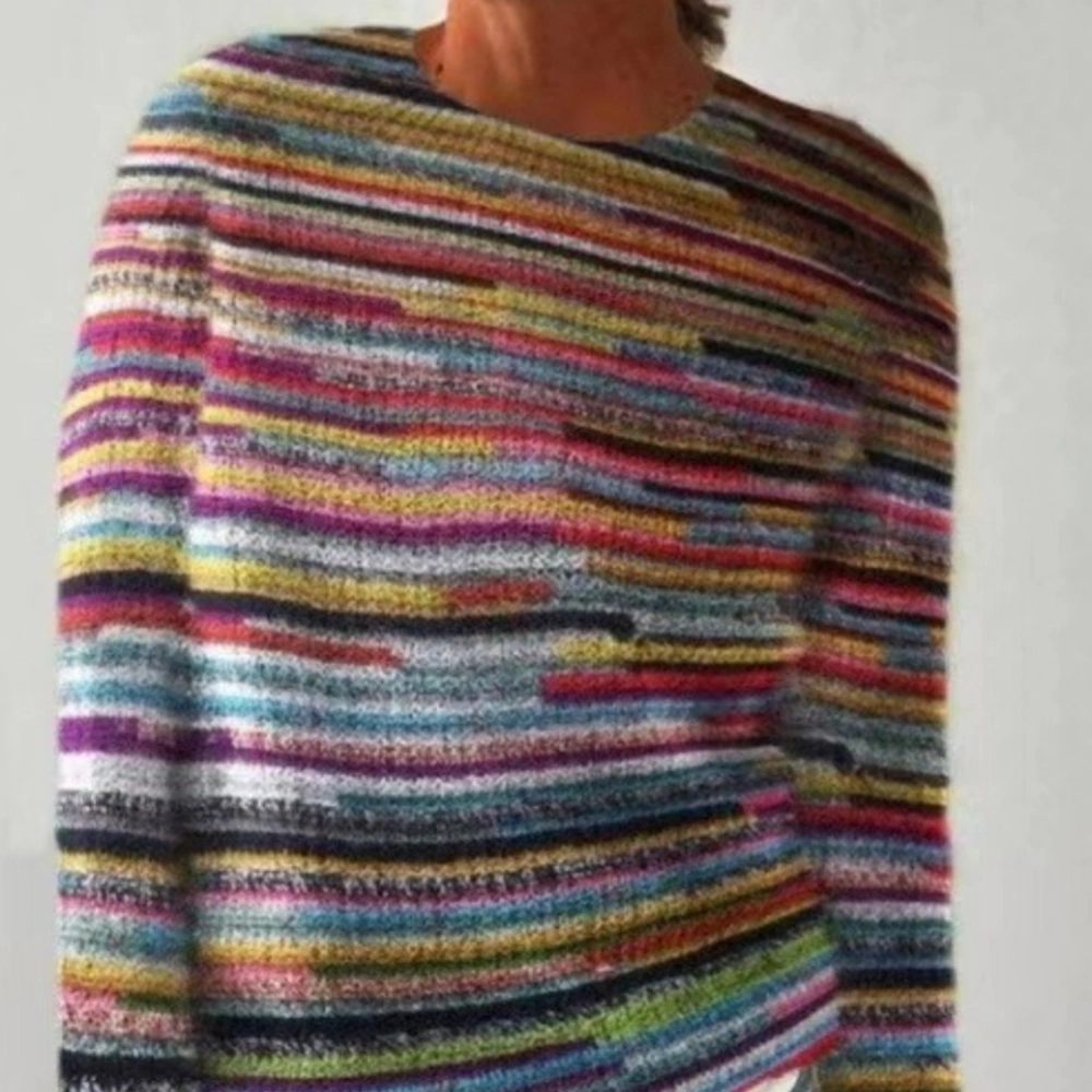 Women's Round Neck Multicolor Loose Fashion Pullover Sweater