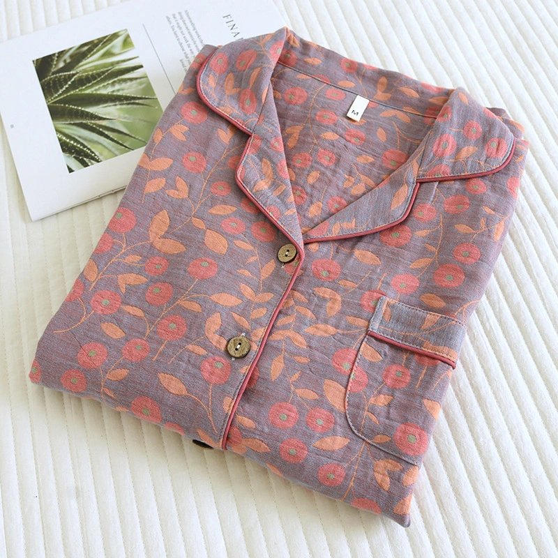 Cotton Lapel Double-sided Yarn-dyed Pajamas Suit