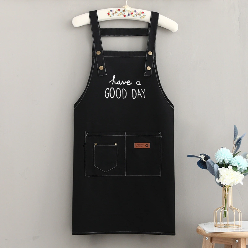 Household Kitchen Apron Women's Fashion Simple Waterproof Oil-proof Western Style Apron