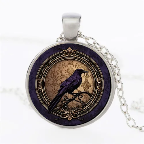 Purple Raven Queen Cabochon Steampunk Gothic Jewelry