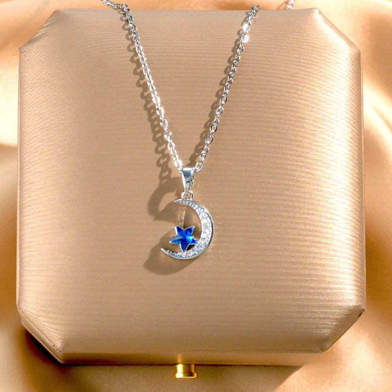 Blue Star And Moon Necklace Niche