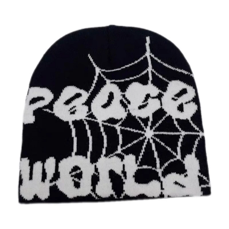 Hip Hop Warm Spider Web Letters Knitted Hat