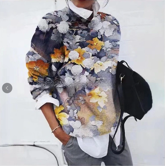 Women's Fashion Flower Printed Loose Top