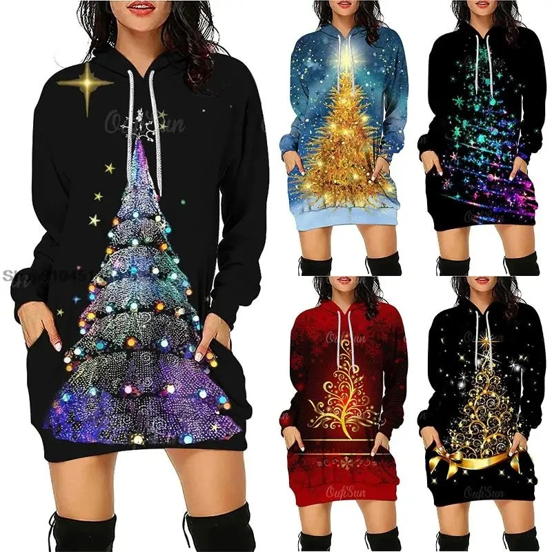 3D Printed T-shirt Long Sweater Female Dress