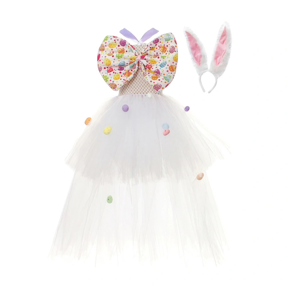 Girl's Tutu Dress + Bow + Rabbit Ear Headband Easter Costume Set