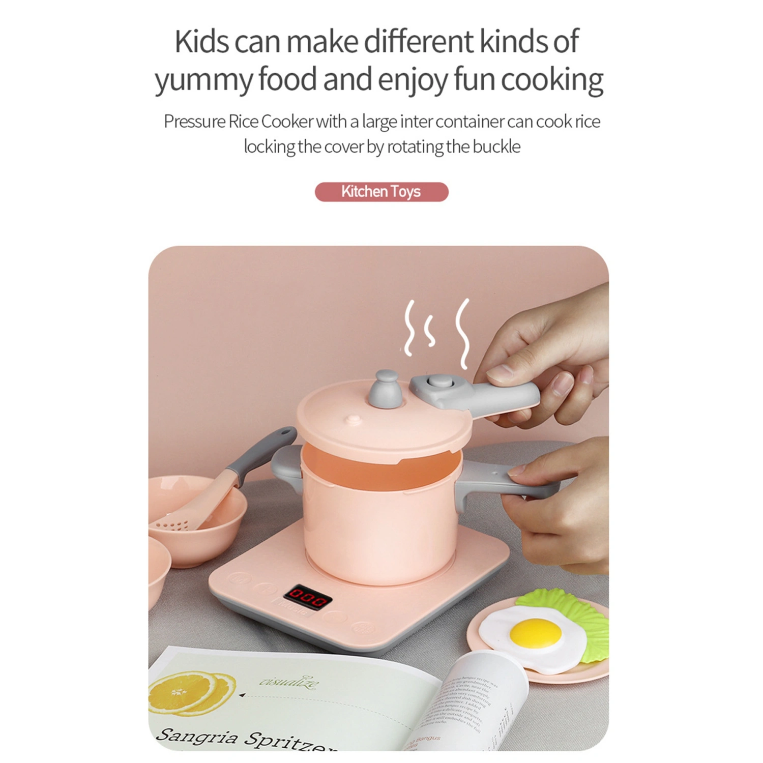 Pretend Play Kitchen Set 71Pcs Toddler Cooking Set with Pots Pans
