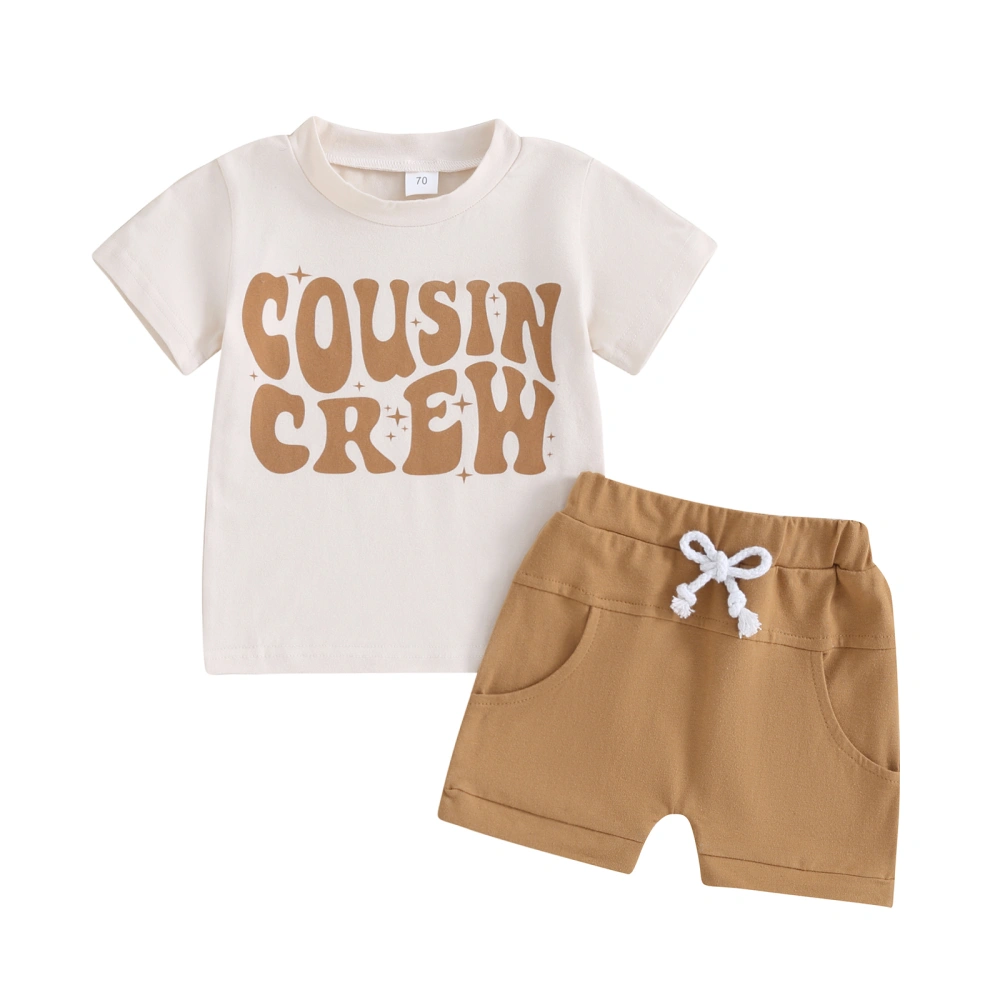 Baby Boy Summer Outfits Short Sleeve Tops + Rolled Cuff Shorts Set