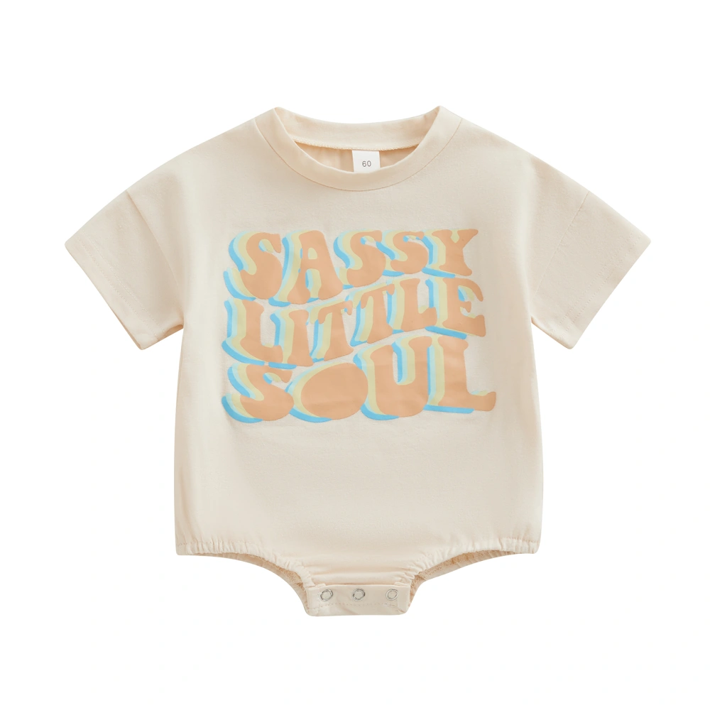 Baby Girl Round Neck Short Sleeve Letter Sassy Little Soul Romper 