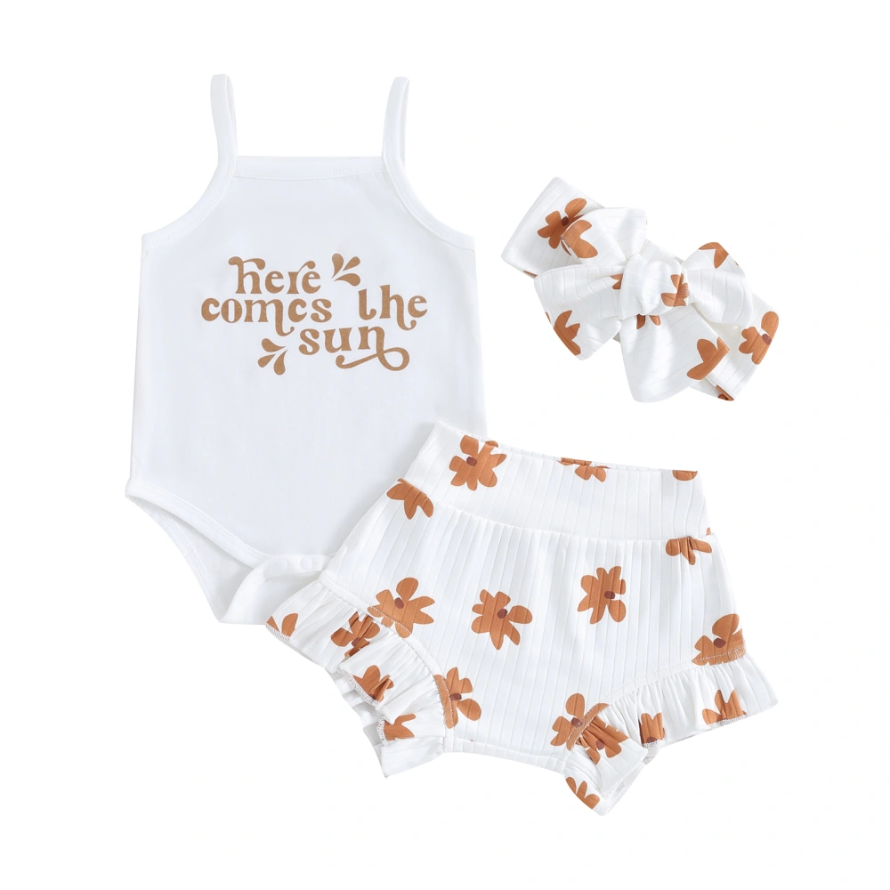 Baby Girls Outfit, Sleeveless Letters Romper Flower Shorts Headband