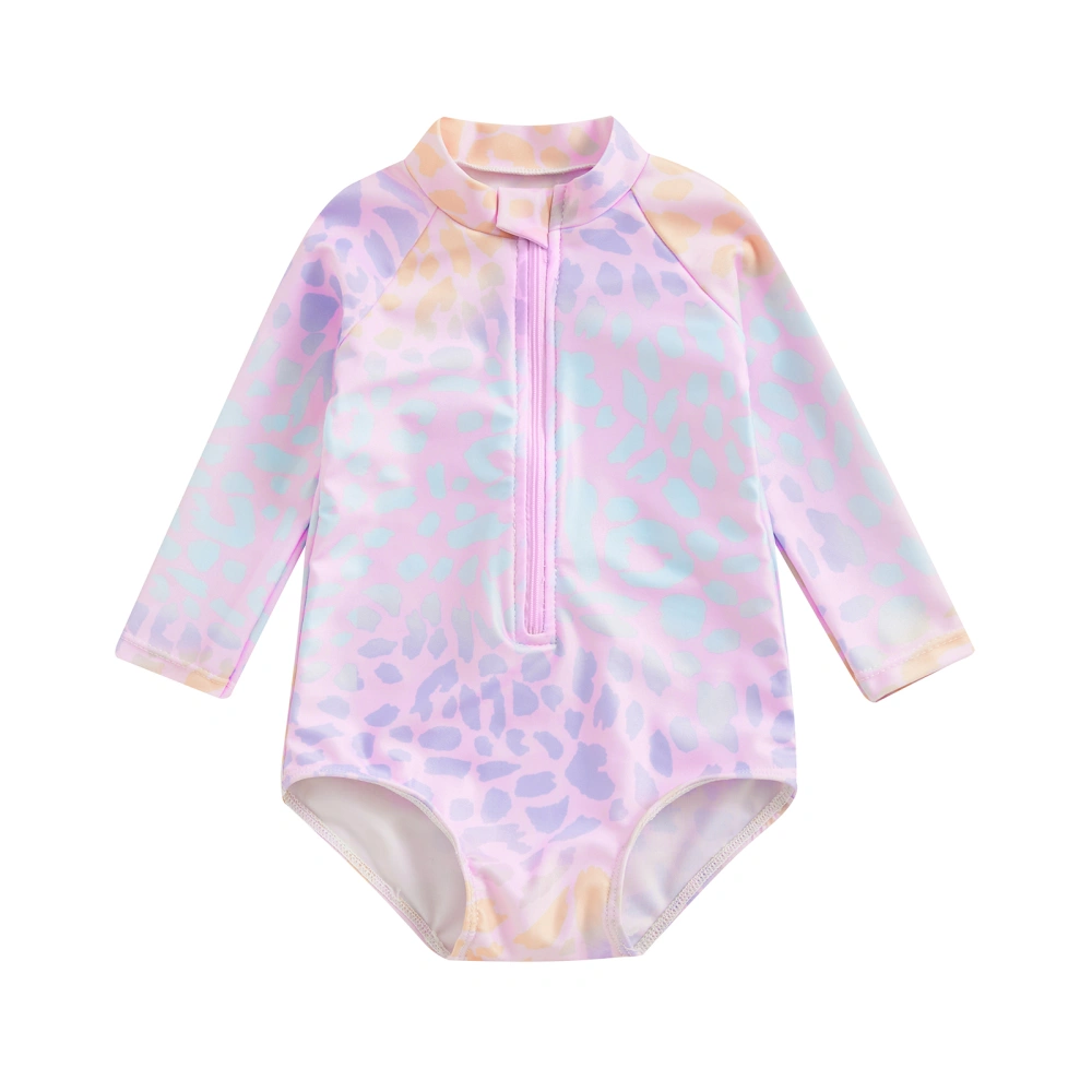 Girls Jumpsuit Swimsuit, Fish Scale Long Sleeve Zip Up Bathing Suit