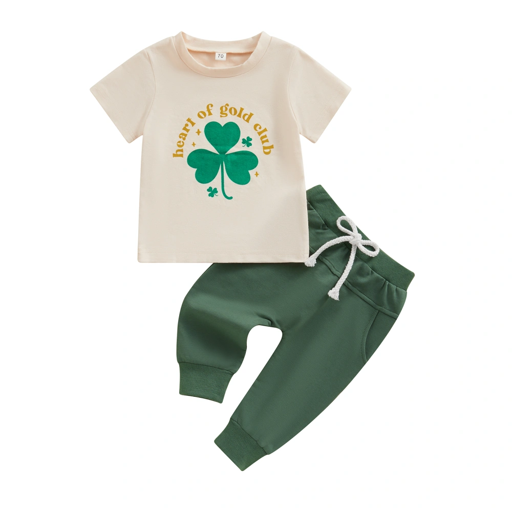 Boy Irish Holiday Clothes Letter&Shamrock Short Sleeve T-Shirt Pants