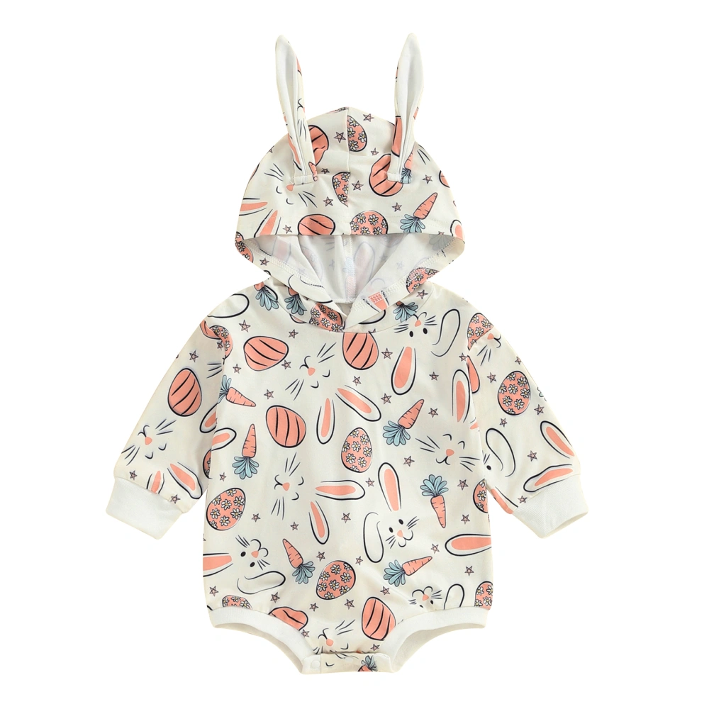 Baby Easter Romper Long Sleeve Carrot Easter Egg Print Loose Bodysuit