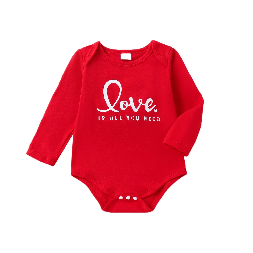 Baby Sweatshirt Romper Valentine Letter/Stripe Print Jumpsuit