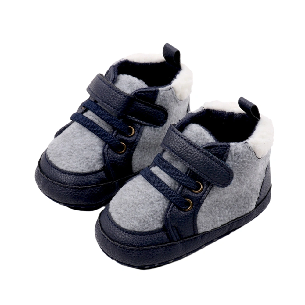 Infant Baby Fleece Booties Leather Patchwork Non-Slip Winter Shoes