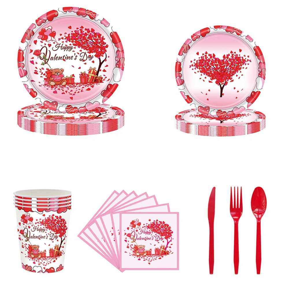 Valentines Day Disposable Tableware Set Plates Napkins Cups Flatware