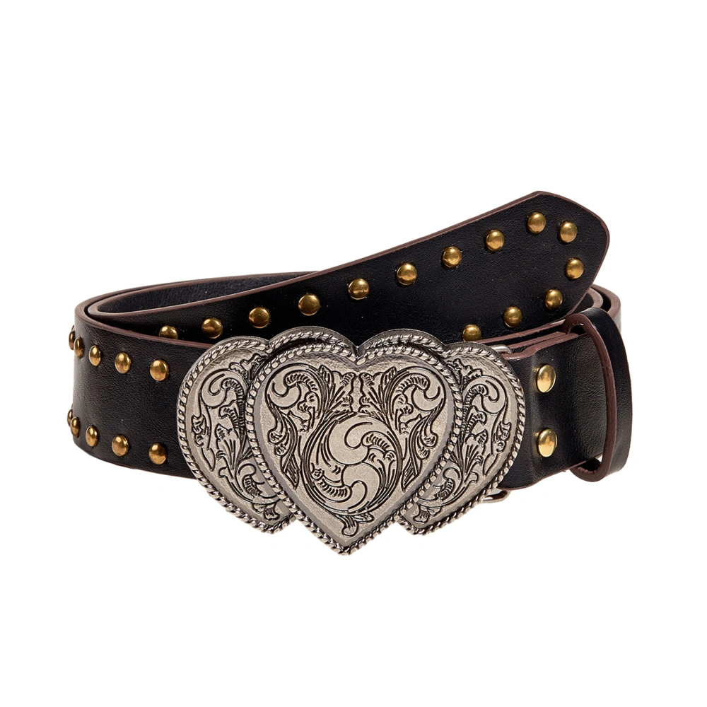 Western Belts for Women Vintage Faux Leather Belts Heart Buckle Belts