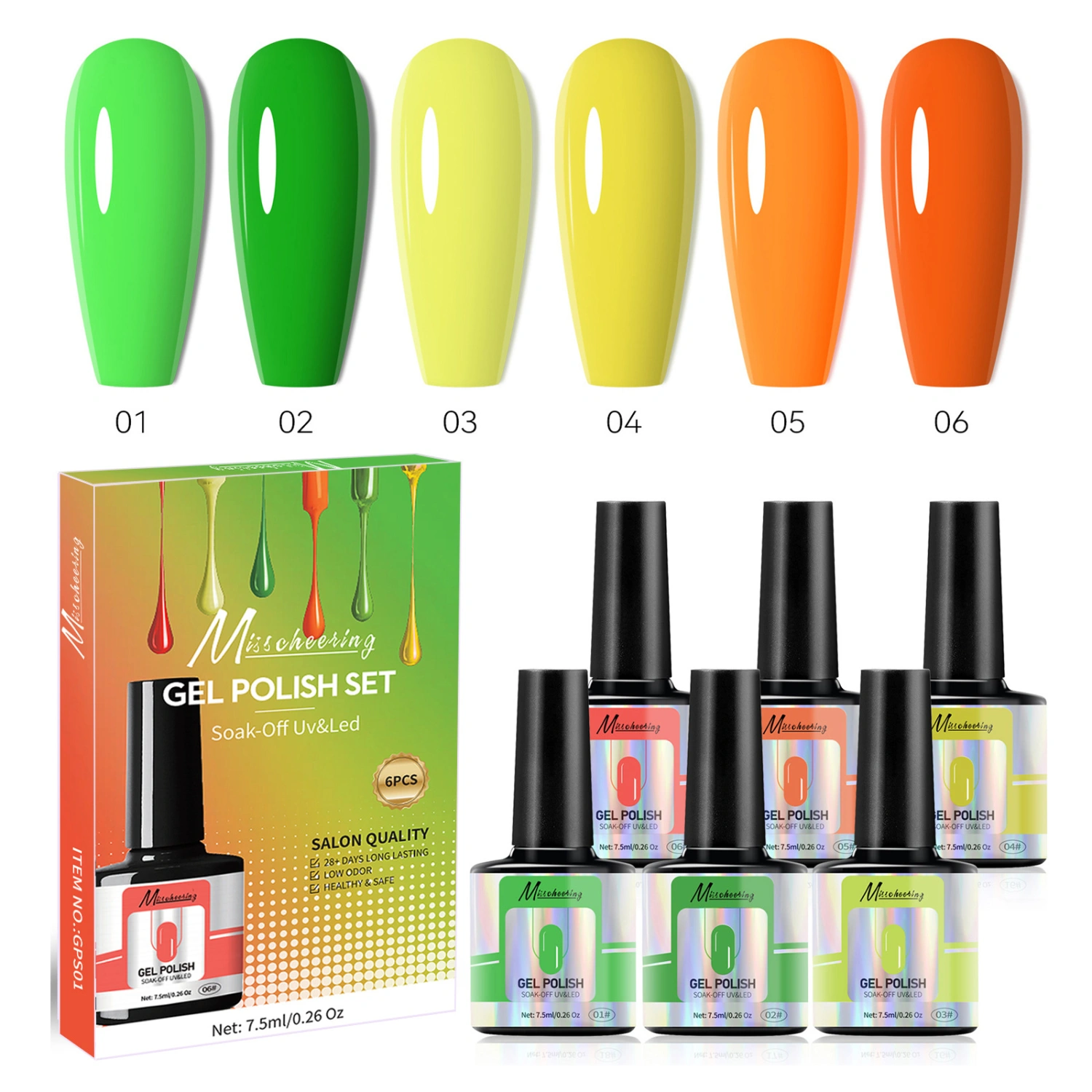 Women’s Non Toxic 60 Colors Regular 6 Piece Gel Nail Polish Set