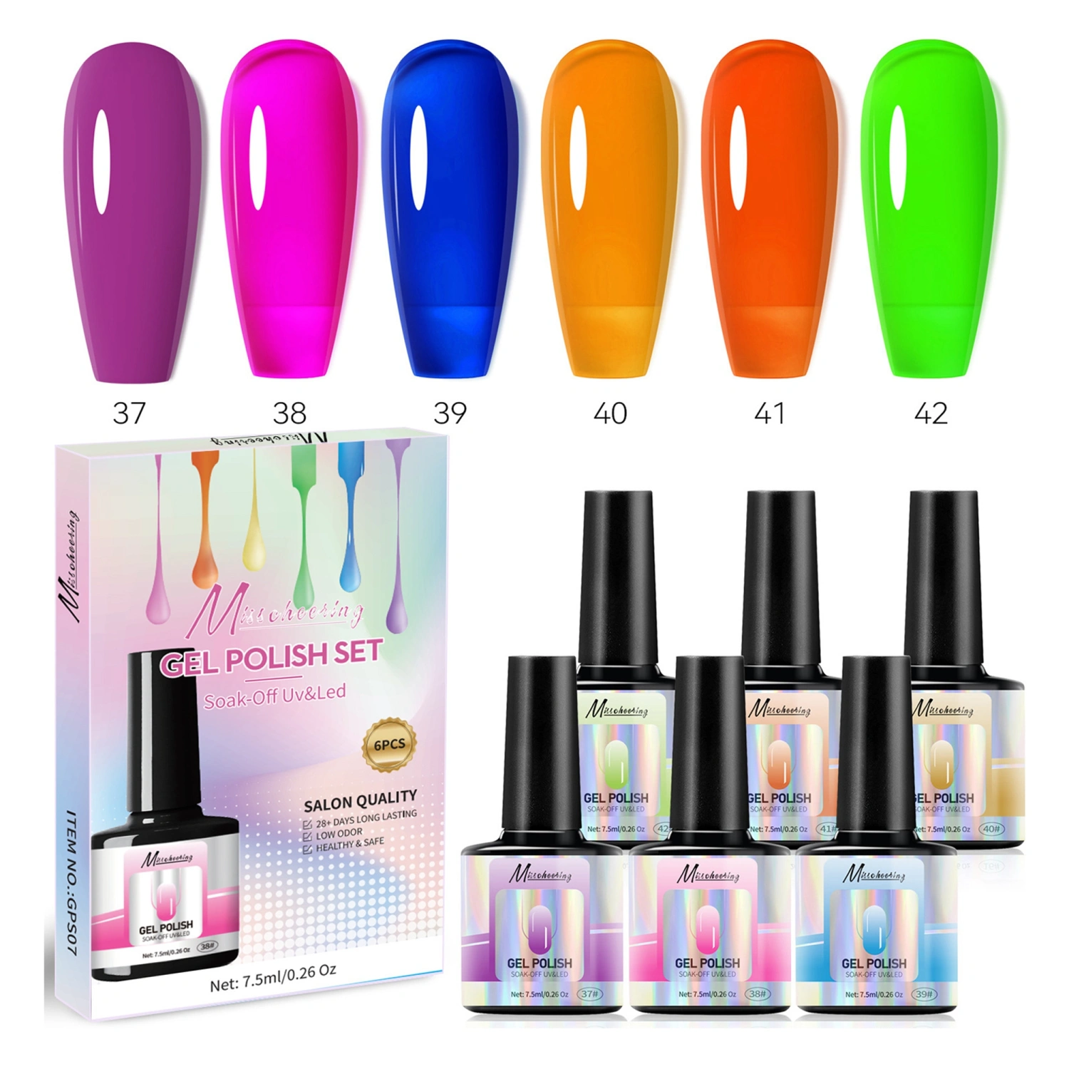 Women’s Non Toxic 60 Colors Regular 6 Piece Gel Nail Polish Set