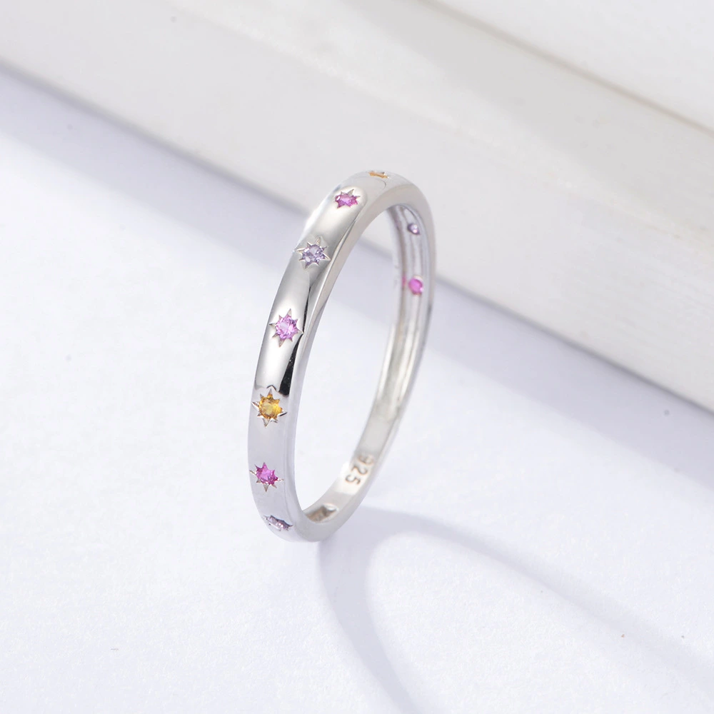 S925 Sterling Silver Colored Zircon Ring For Women