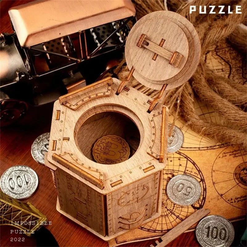 Noske Gold Coin Box Diy Wooden Decryption Toy