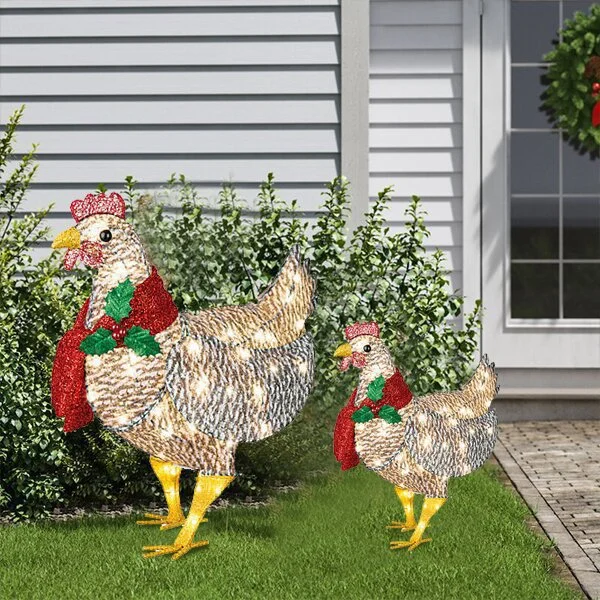 Light Chicken Christmas Scarf Garden Decoration Ornaments