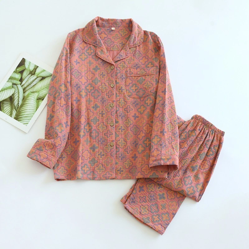 Thin Double Layer Champray Cotton Yarn Couple Homewear