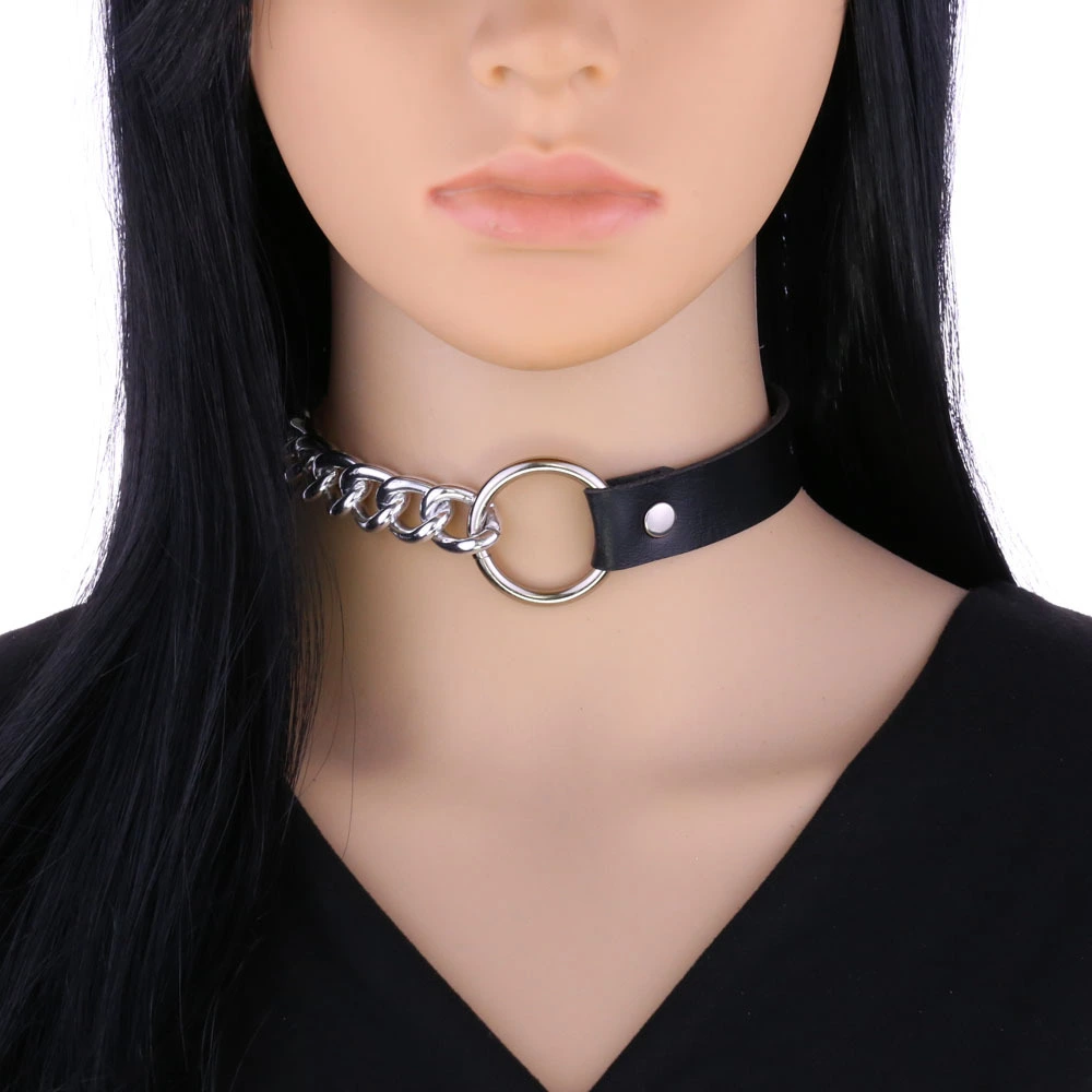 Leather Ring Neckband Necklace O-ring Neck Band