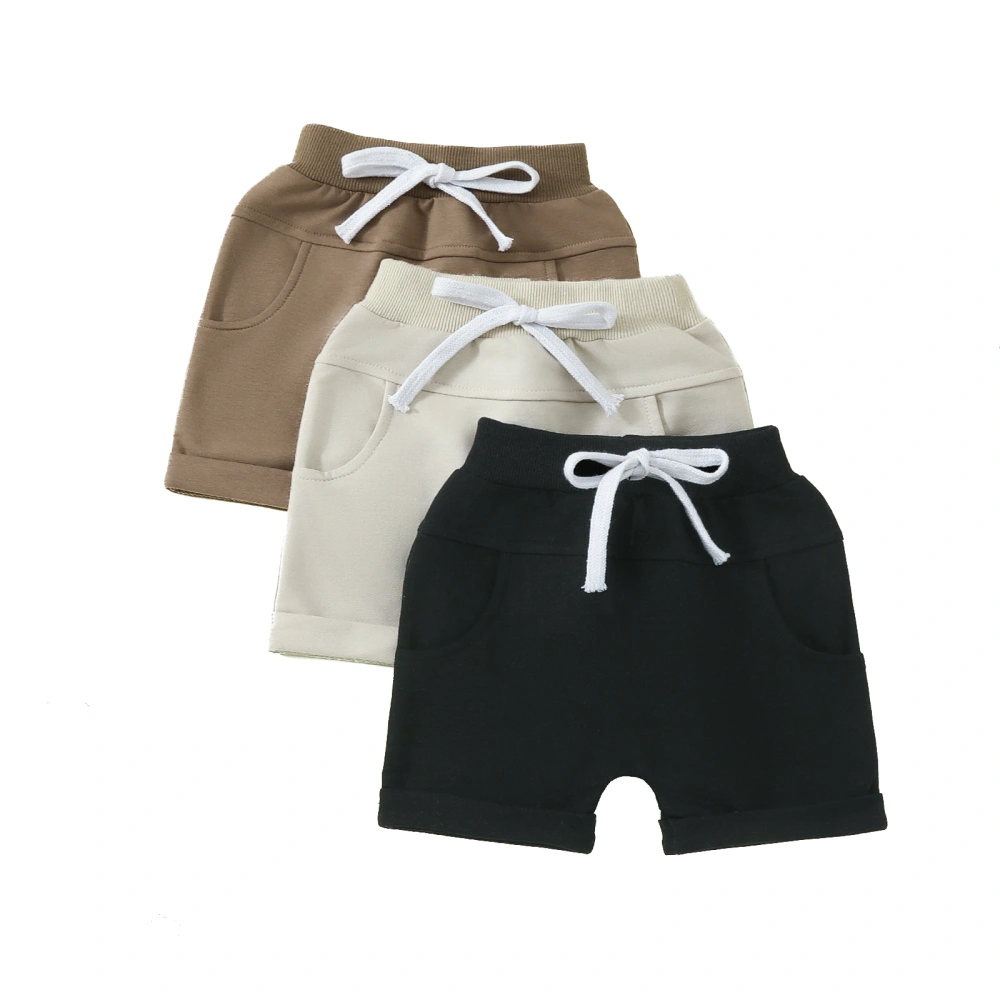 Toddler Baby Casual Shorts 3Pc Summer Elastic Waist Solid Color Shorts