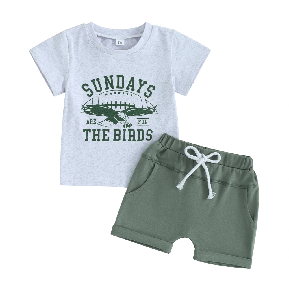 Baby Boy 2Pcs Football Outfit Eagle Print Sweatshirt + Trousers