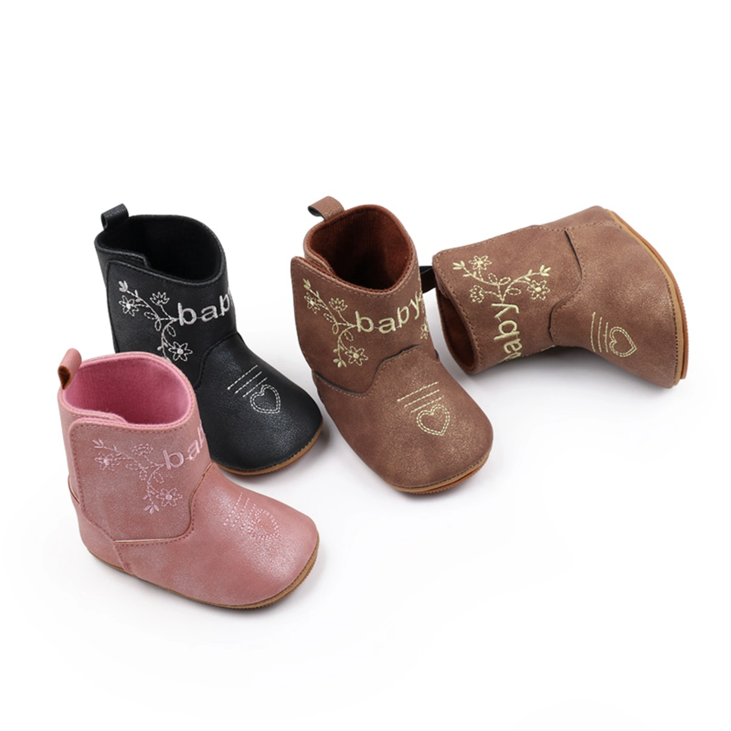 Infant Winter Snow Boots Baby Girl Flower Letter Embroidery Boots