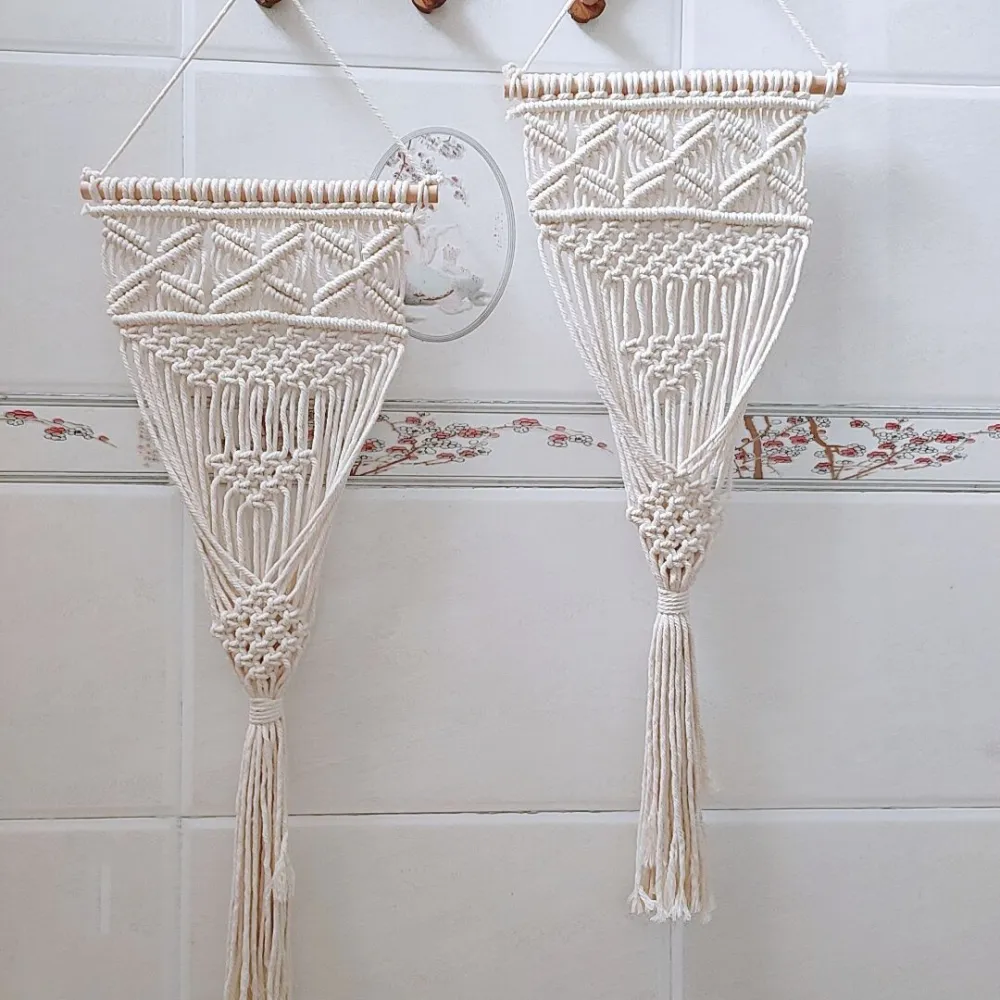 Nordic Style Woven Cotton Hanging Basket Gardening Hanging Net Pocket Flower Basket