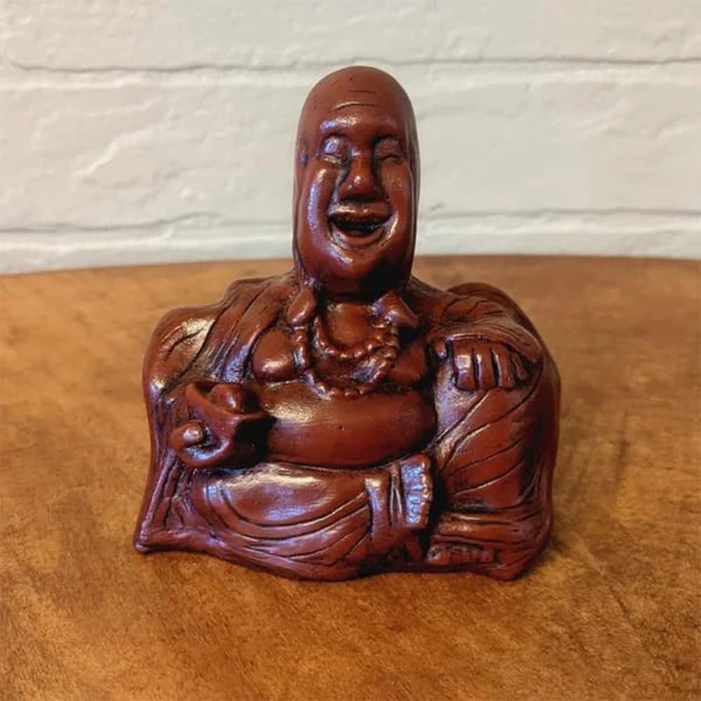 Middle Finger Smiling Buddha Statue Resin Craft Ornament