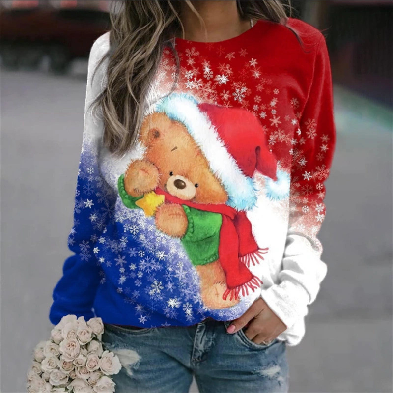 Christmas Women's Sweater 3D Digital Printing Cute Snowman