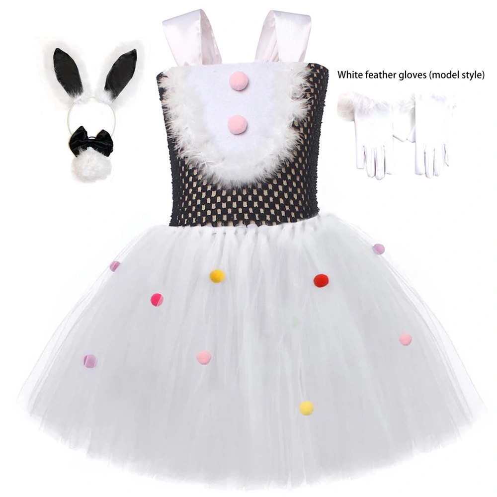 Kids Girls Bunny Costume Easter Tulle Dress Headband and Leg Warmers