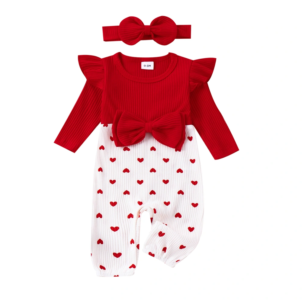 Baby Girls Rompers Valentine's Day Clothes Bodysuits with Headband