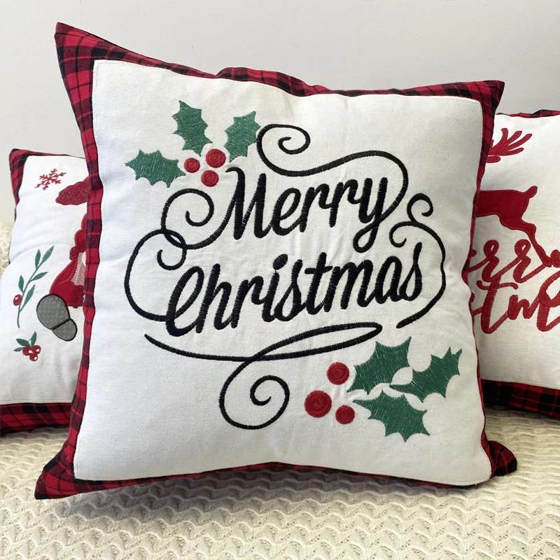 New Christmas Embroidery Pillow Cover