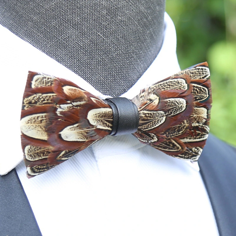 Fashion Feather Bird Fur Bow Tie