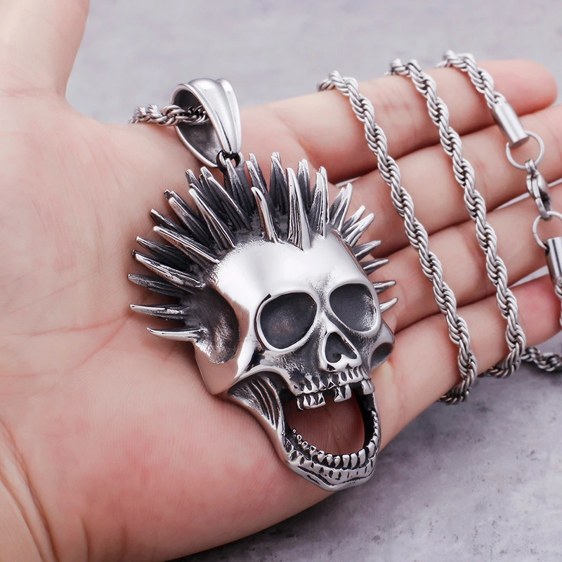 Retro Hip Hop Skull Stainless Steel Ghost Head Punk Pendant