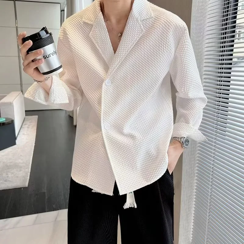 Simple Shirt Men's Long Sleeve Korean Style Youth Trendy Loose Spring And Autumn High-end Casual Shirt